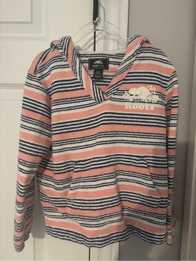 Roots 5-6T  Kids Pink Stripe Hooded Pullover